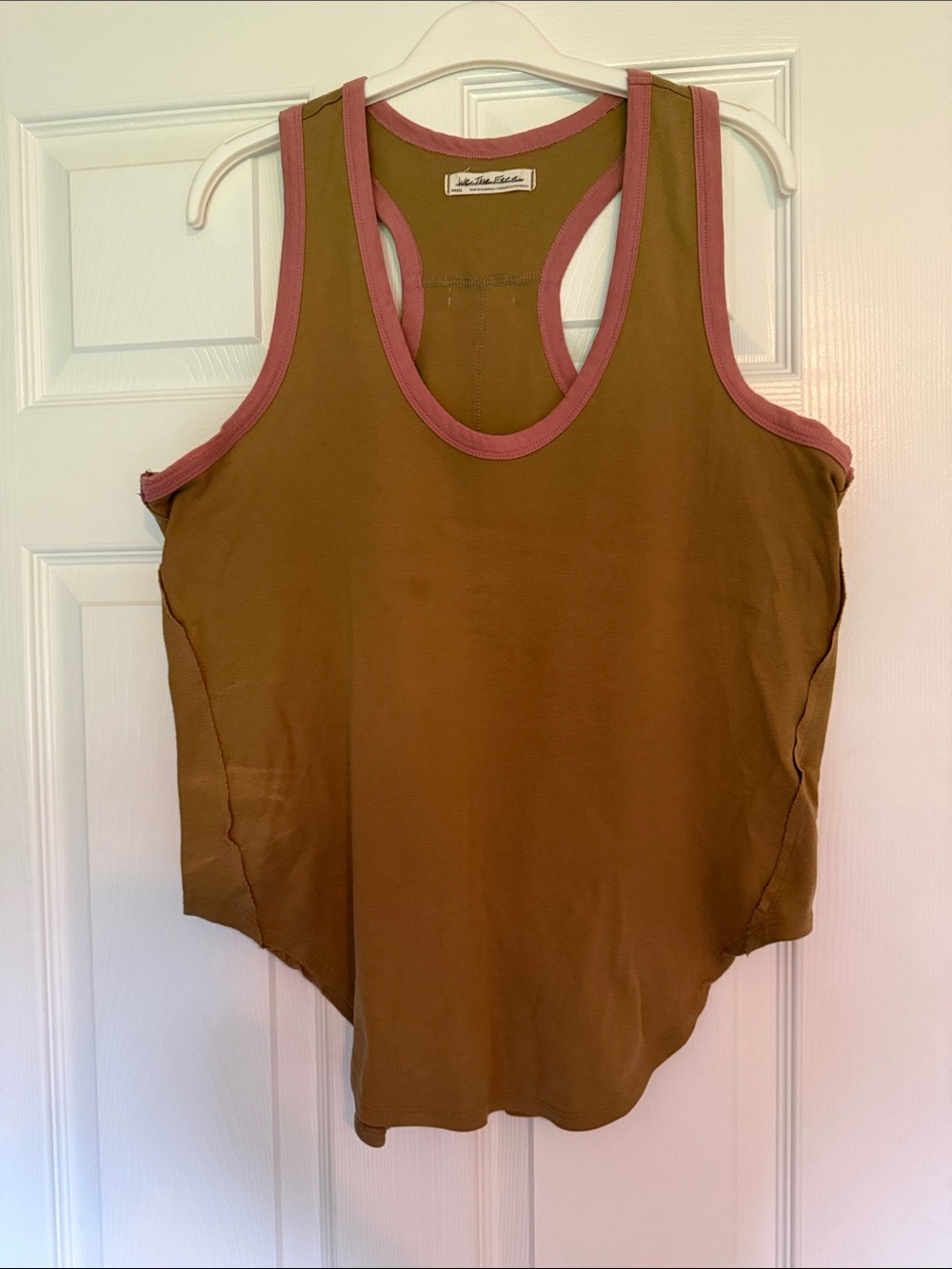 We The Free Brown Tank Top with Pink Trim